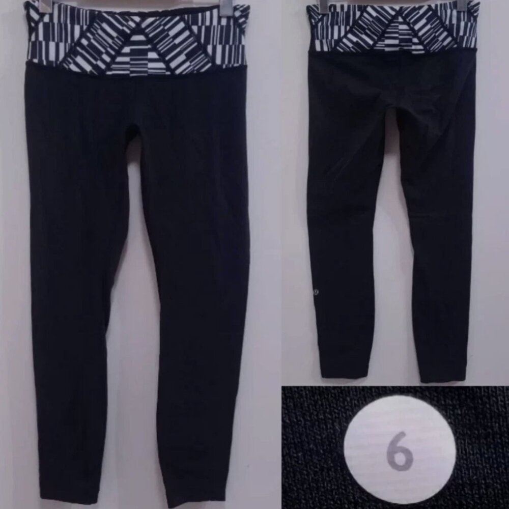 Lululemon Ying Yang Crop Leggings 6 Small Wunder Skinny Pants Under